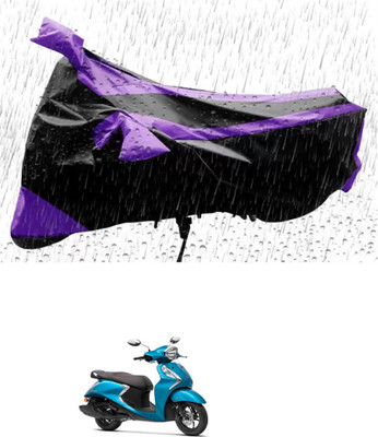 RONISH Waterproof Two Wheeler Cover for Yamaha(Fascino 125 FI, Purple, Black)