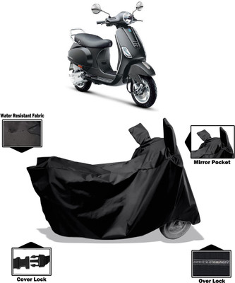 Amexride Two Wheeler Cover for Vespa(Vespa VXL 125, Black)