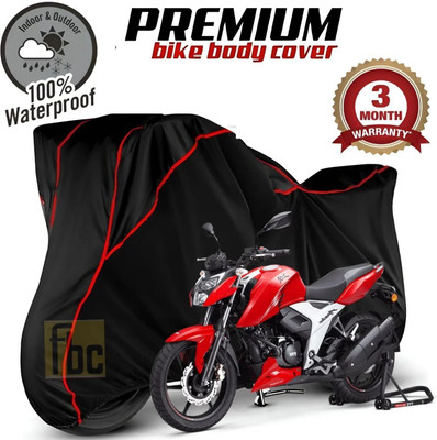 FBC Waterproof Two Wheeler Cover for TVS(Apache RTR 160, Black, Red)