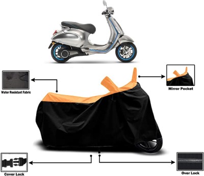 Amexride Two Wheeler Cover for Vespa(Piaggio Elettrica BS6, Orange)