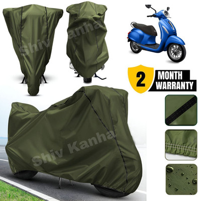 Shiv Kanha Waterproof Two Wheeler Cover for Bajaj(Chetak, Green, Black)