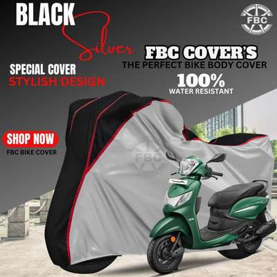 FBC Waterproof Two Wheeler Cover for Hero(Pleasure, Silver, Multicolor)