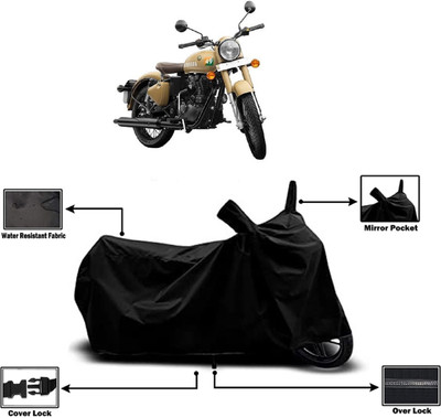 Amexride Two Wheeler Cover for Royal Enfield(Classic 350 Signals, Black)
