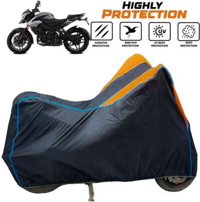 ZAQE Two Wheeler Cover for Bajaj(Pulsar NS200 BS6, Black, Orange, Blue)
