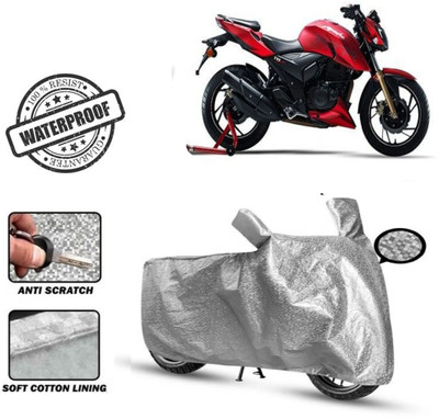 Autoinnovation Waterproof Two Wheeler Cover for TVS(Apache RTR 200 4V, Silver)