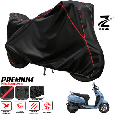 ZAQE Two Wheeler Cover for TVS(iQube Electric, Black, Red)