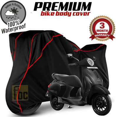 FBC Waterproof Two Wheeler Cover for Bajaj(Chetak, Black, Red)