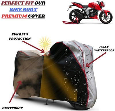 kerwa Waterproof Two Wheeler Cover for TVS(Apache RTR 160 4V, Black, Silver)