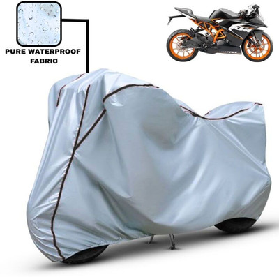Delphinium Waterproof Two Wheeler Cover for KTM(RC 125, Silver, Black)