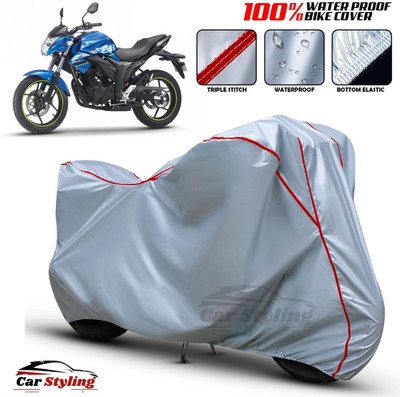 Car Styling Waterproof Two Wheeler Cover for Suzuki(Gixxer, Silver, Red)