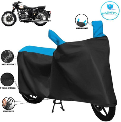 MADAFIYA Waterproof Two Wheeler Cover for Royal Enfield(Classic 350, Black, Blue)
