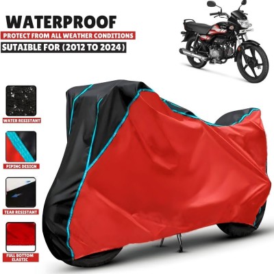 Mwiss Waterproof Two Wheeler Cover for Hero(HF Deluxe, Black, Red)