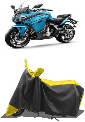 SUGASHRI Waterproof Two Wheeler Cover for CFMoto(650GT BS6, Yellow, Black)