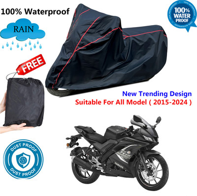 AutoGalaxy Waterproof Two Wheeler Cover for Yamaha(YZF R15 BS6, Black, Red)