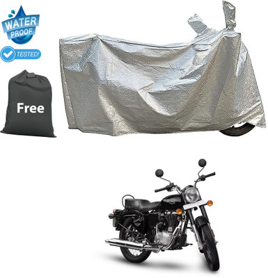 CODOKI Waterproof Two Wheeler Cover for Royal Enfield(Bullet 350 New BS6, Silver)
