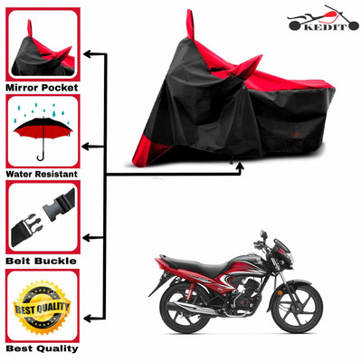 KEDIT Two Wheeler Cover for Honda(Dream Yuga, Red, Black)
