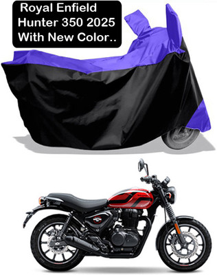 Amexride Two Wheeler Cover for Royal Enfield(Hunter 350, Blue, Black)