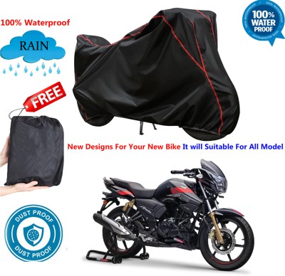 OliverX Waterproof Two Wheeler Cover for TVS(Apache RTR 200 4V, Black)