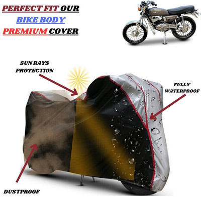 Delphinium Waterproof Two Wheeler Cover for Yamaha(RX 100, Black, Silver)