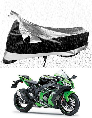 Furious3D Two Wheeler Cover for Kawasaki(Ninja ZX 10R, Silver, Black)