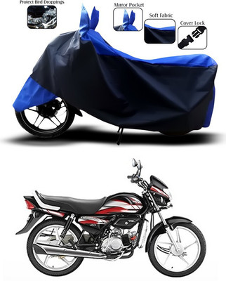 SEBONGO Waterproof Two Wheeler Cover for Hero(HF Deluxe, Blue, Black)