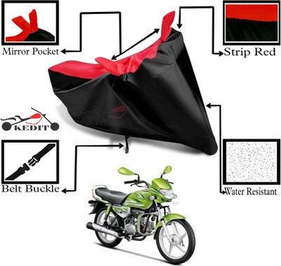 KEDIT Two Wheeler Cover for Hero(HF Deluxe Eco, Red, Black)