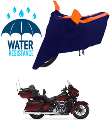 DeepShakshi AUTOMOTIVE Waterproof Two Wheeler Cover for Harley Davidson(CVO Limited, Black, Orange)
