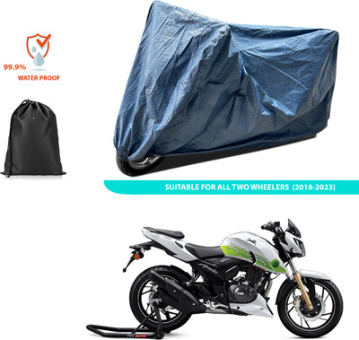 PAGORA Waterproof Two Wheeler Cover for TVS(Apache RTR 200 Fi E100, Blue)