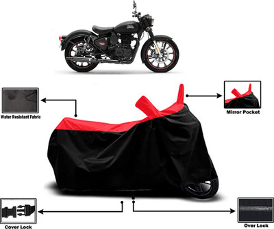 Amexride Two Wheeler Cover for Royal Enfield(Classic Stealth Black BS6, Red)