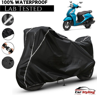 Car Styling Waterproof Two Wheeler Cover for Yamaha(Fascino, Black, White)