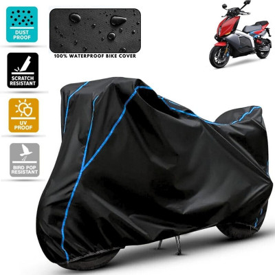 Amikan Waterproof Two Wheeler Cover for TVS(X1, Black, Blue)