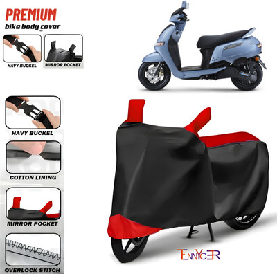 TENNYCER Waterproof Two Wheeler Cover for TVS(iQube Electric, Red, Black)