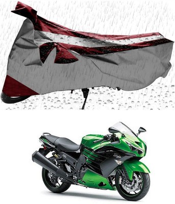 AutoTiger Two Wheeler Cover for Kawasaki(Ninja ZX-14R, Silver, Maroon)