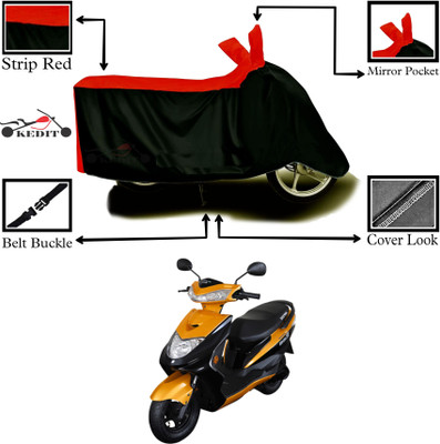 KEDIT Two Wheeler Cover for Ampere(Reo Elite, Red, Black)