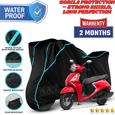 POLYMAXX Waterproof Two Wheeler Cover for Yamaha(Fascino BS6, Black, Blue)