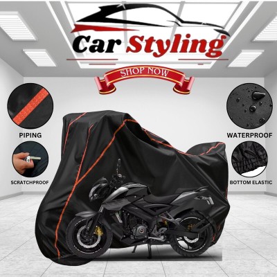 Car Styling Waterproof Two Wheeler Cover for Bajaj(Pulsar NS200 BS6, Black, Red)