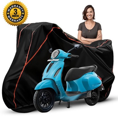 CoverX Waterproof Two Wheeler Cover for Bajaj(Chetak, Black, Red)