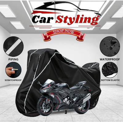 Car Styling Waterproof Two Wheeler Cover for Kawasaki(Ninja ZX-6R, Black, White)