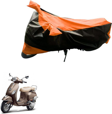 Mdstar Waterproof Two Wheeler Cover for Piaggio(Vespa VXL, Black, Orange)