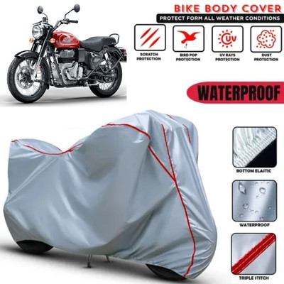 Shiv Kanha Waterproof Two Wheeler Cover for Royal Enfield(Bullet, Silver)
