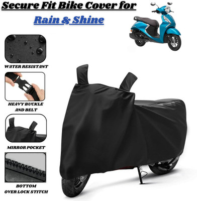 Delphinium Waterproof Two Wheeler Cover for Yamaha(Fascino, Black)