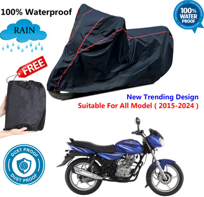 AutoGalaxy Waterproof Two Wheeler Cover for Bajaj(Discover 125 DTS-i, Black, Red)
