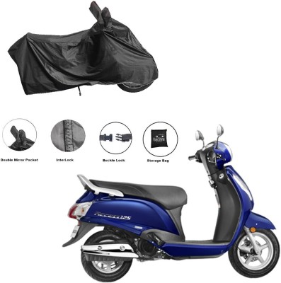 RiderShine Waterproof Two Wheeler Cover for Suzuki(Access 125, Black)