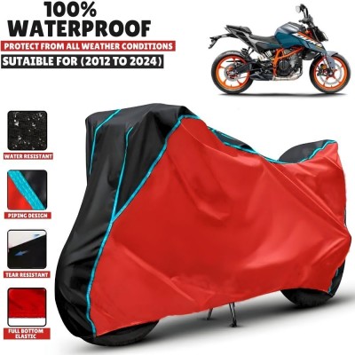 Mwiss Waterproof Two Wheeler Cover for KTM(390 Duke, Black, Red)