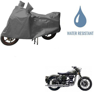 DeepShakshi AUTOMOTIVE Waterproof Two Wheeler Cover for Royal Enfield(Battle Green, Grey)