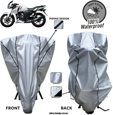 MADAFIYA Two Wheeler Cover for TVS(Apache 150, Silver, Black)