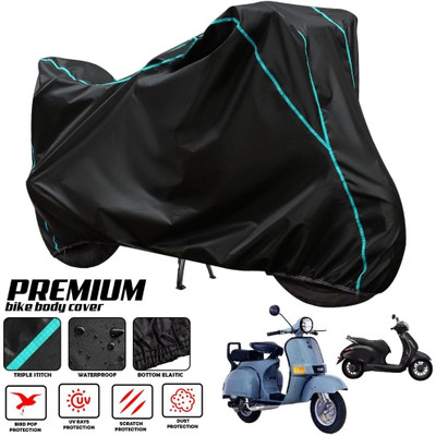 ZAQE Two Wheeler Cover for Bajaj(Chetak, Black, Blue)