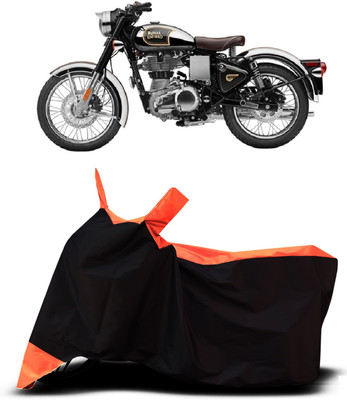 VESMEI Two Wheeler Cover for Royal Enfield(Classic Gunmetal BS6, Orange)