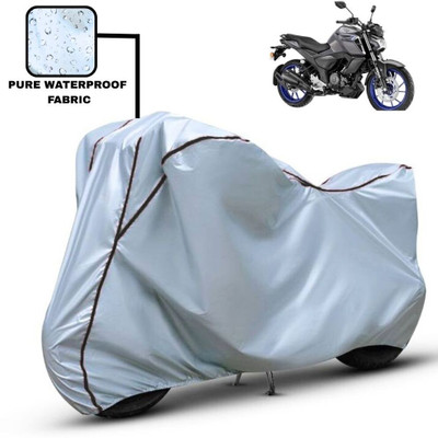 Delphinium Waterproof Two Wheeler Cover for Yamaha(FZS-FI V3 BS6, Silver, Black)