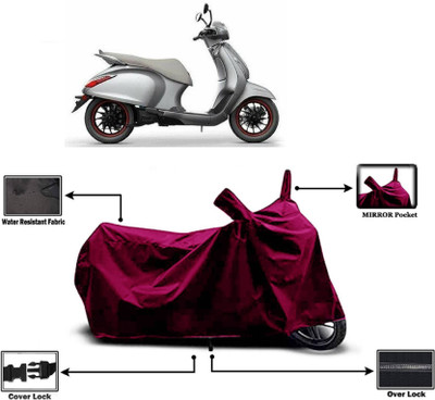 KEDIT Two Wheeler Cover for Bajaj(Urbanite Chetak, Maroon)